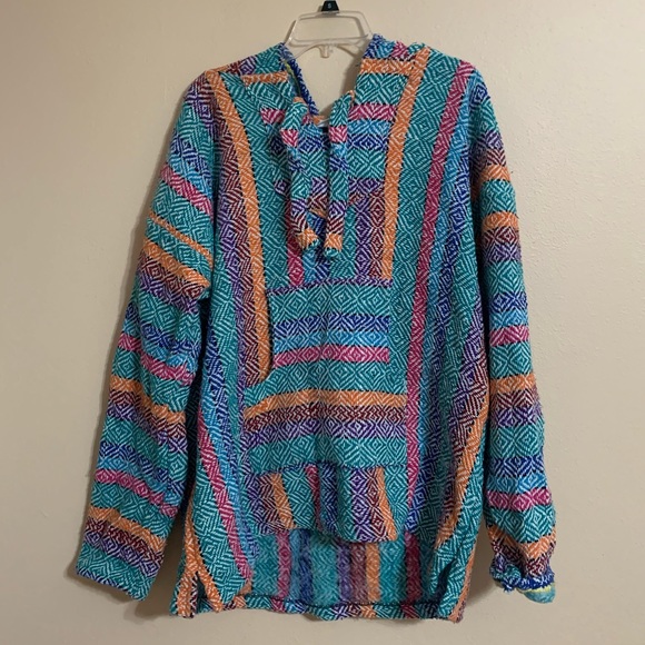 El Paso Other - El Paso Hoodie Mens L Colorful Striped Blanket Sweater Drug Rug Baja Jacket